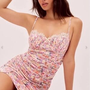 For Love And Lemons Ruched Bodycon Mini Dress